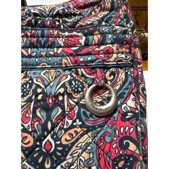 Travelon Quilted Paisley Crossbody Bag With Adjustable Strap - Picture 2 of 16